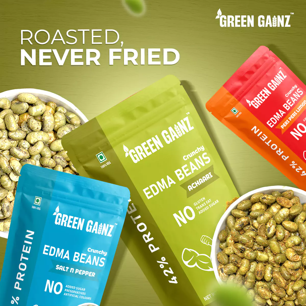 Edamame Assorted Flavours – Pack of 6(100gm each) - Healthy Snacks for Adults - Image 3