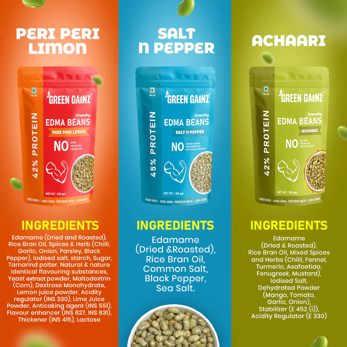 Edamame Assorted Flavours – Pack of 6(100gm each) - Healthy Snacks for Adults - Image 5