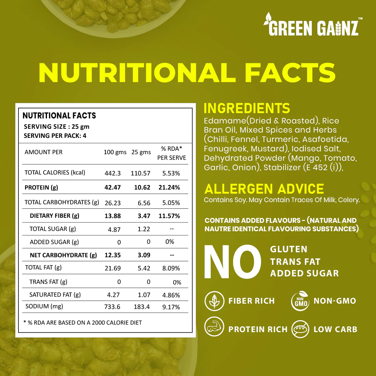 Edamame Achaari – Pack of 6(100gm each) - Healthy High Protein Namkeen Snacks - Image 4