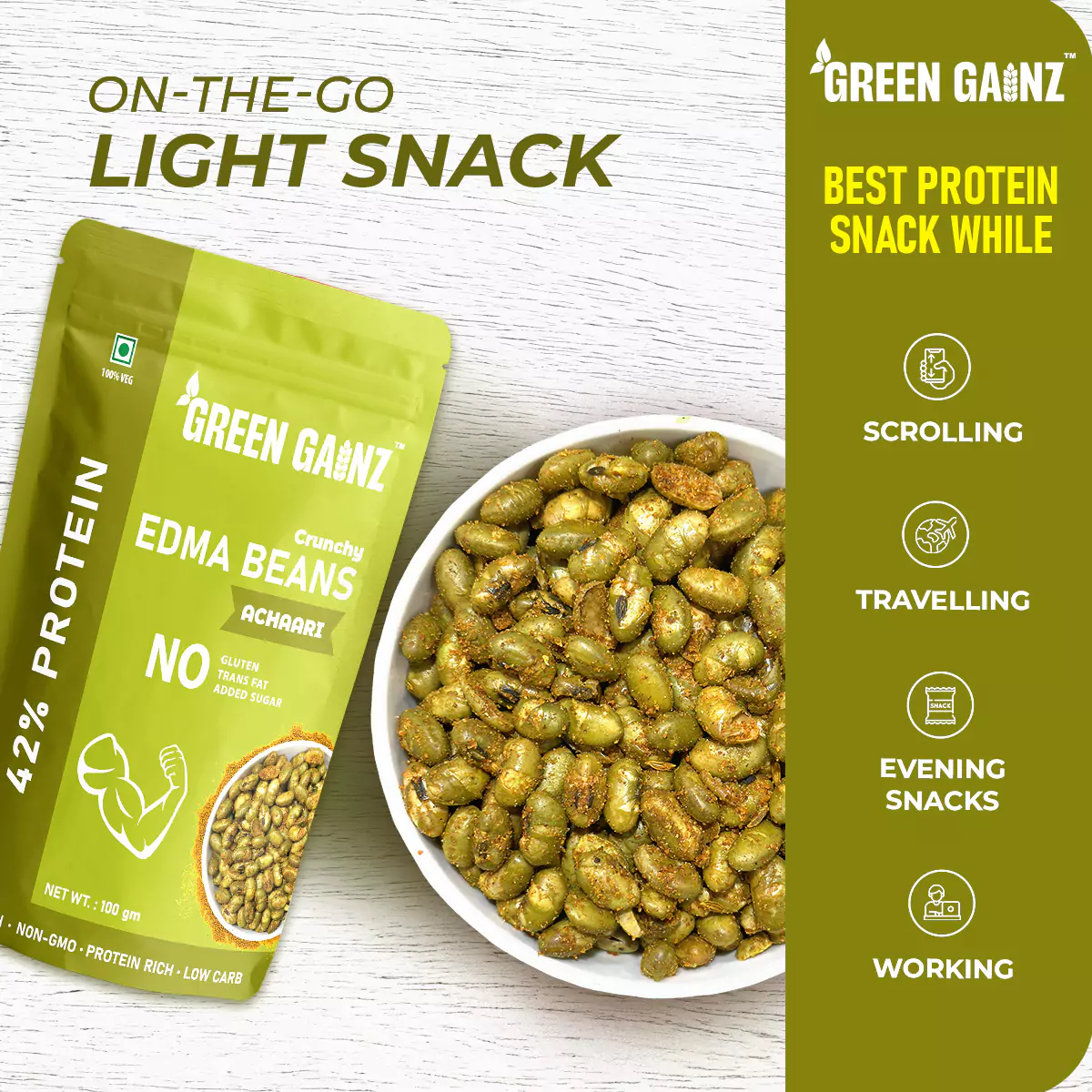 Edamame Achaari – Pack of 6(100gm each) - Healthy High Protein Namkeen Snacks - Image 6