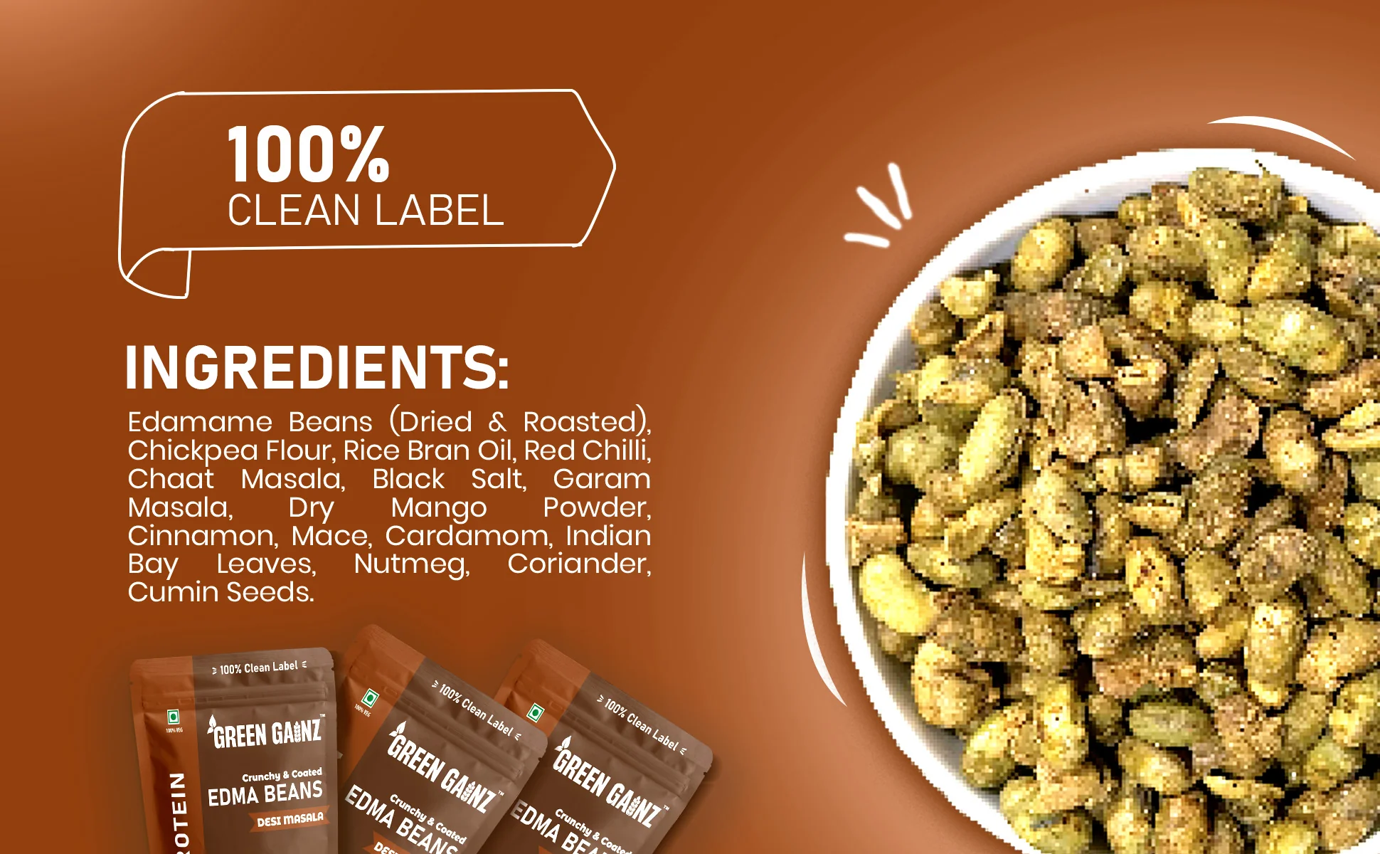 Edamame Desi Masala (Pack of 9 - 100gm each) – High Protein Vegan Snack - Image 7