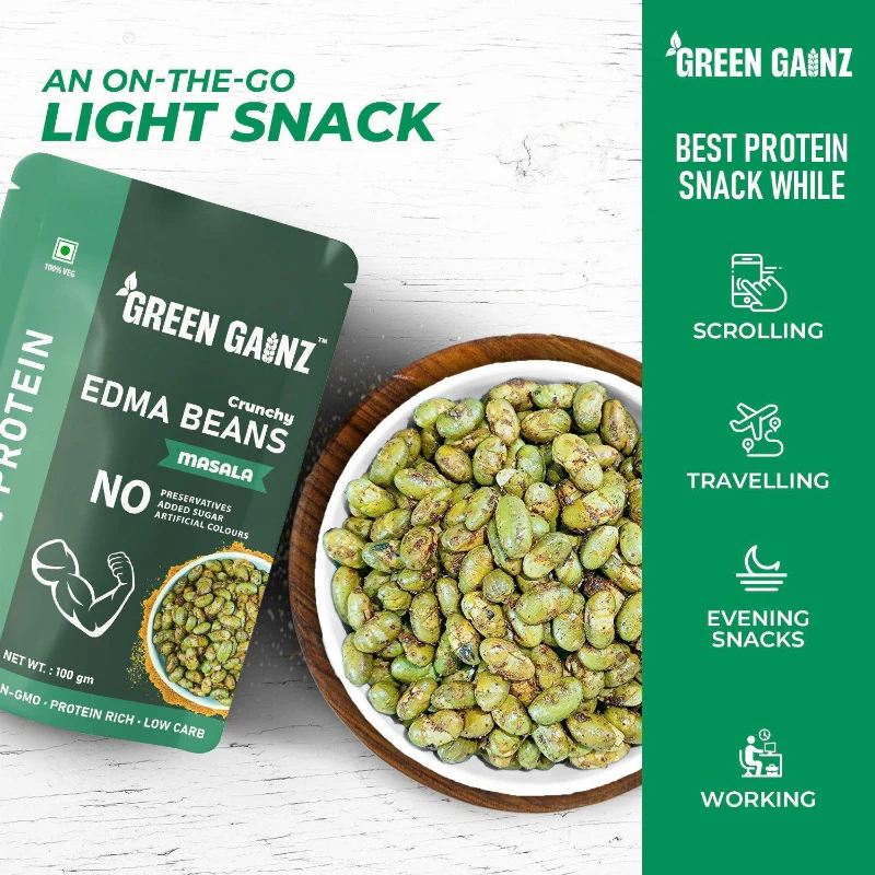 Edamame (Edma Beans) Masala (Pack of 3 - 100gm each) | Roasted High Protein Snack - Image 3