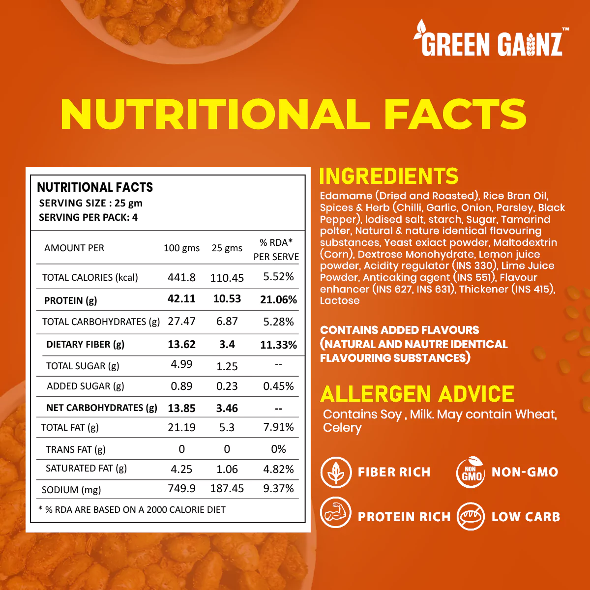 Edamame Peri Peri Limon – Pack of 6(100gm each) - Spicy Healthy Snack - Image 4